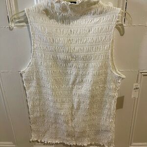 Gap White Sleeveless Ruched Top NWT